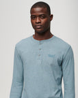 Superdry Logo Embroidered Long Sleeve Henley | Bay Blue