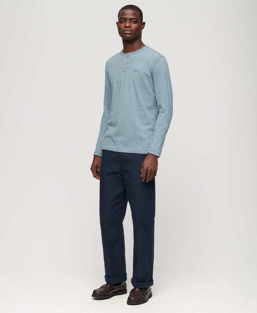 Superdry Logo Embroidered Long Sleeve Henley | Bay Blue