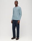 Superdry Logo Embroidered Long Sleeve Henley | Bay Blue