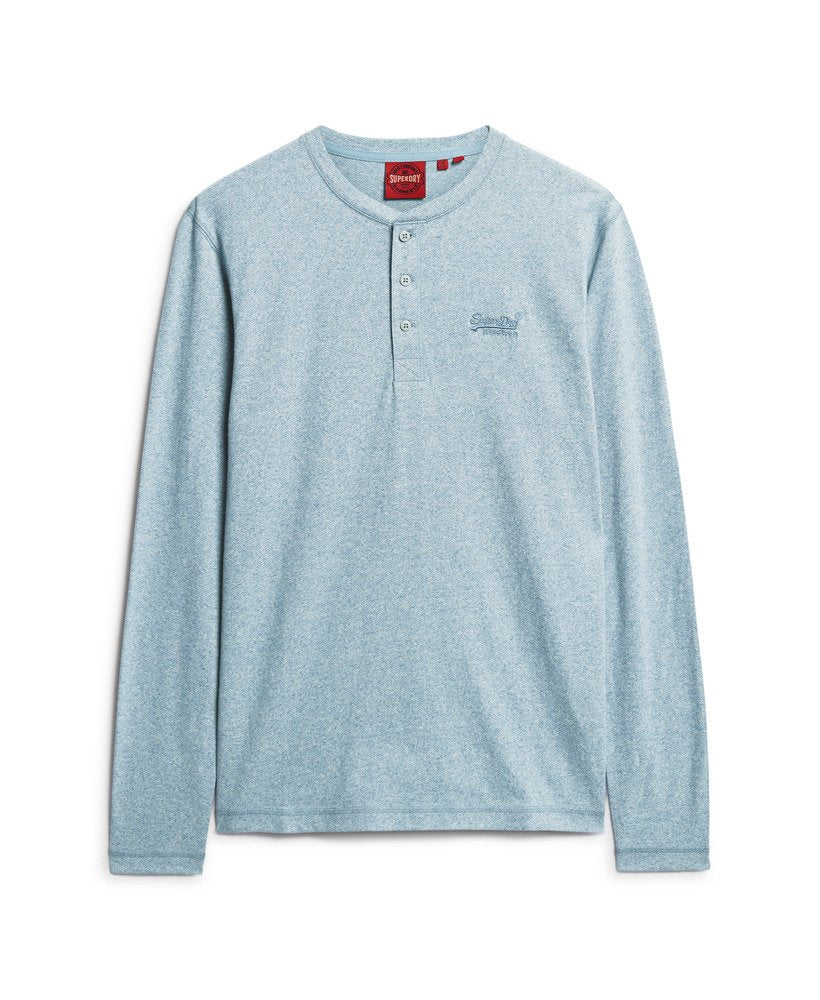 Superdry Logo Embroidered Long Sleeve Henley | Bay Blue