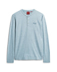 Superdry Logo Embroidered Long Sleeve Henley | Bay Blue