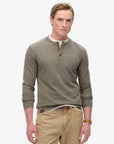 Superdry Vintage Textured Long Sleeve Henley | Brown