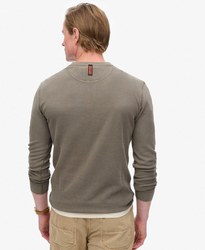 Superdry Vintage Textured Long Sleeve Henley | Brown