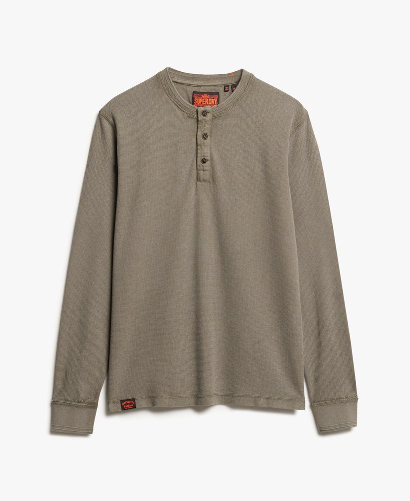 Superdry Vintage Textured Long Sleeve Henley | Brown
