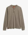 Superdry Vintage Textured Long Sleeve Henley | Brown