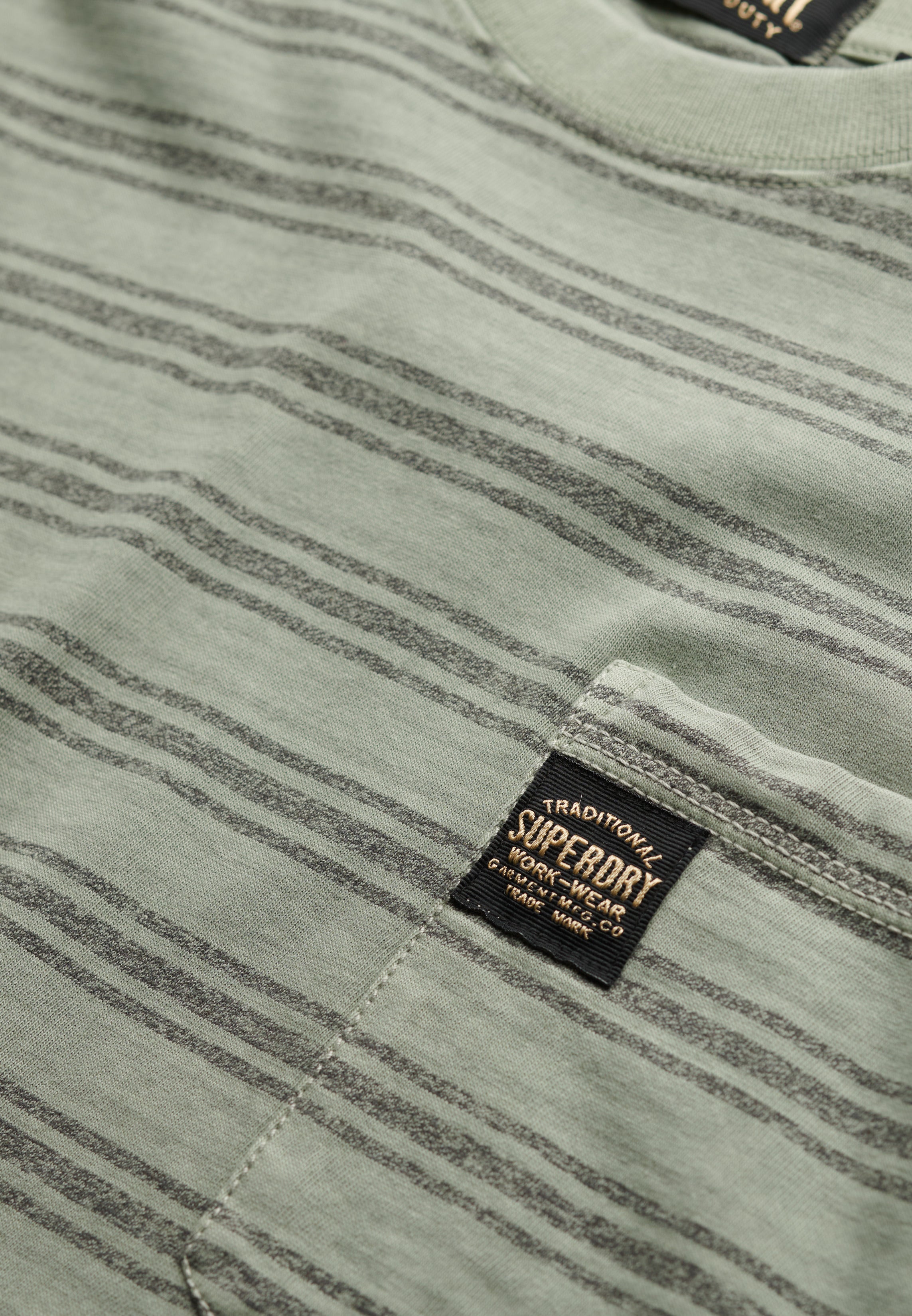 Superdry Stripe Pocket T-Shirt | Sage Green Stripe