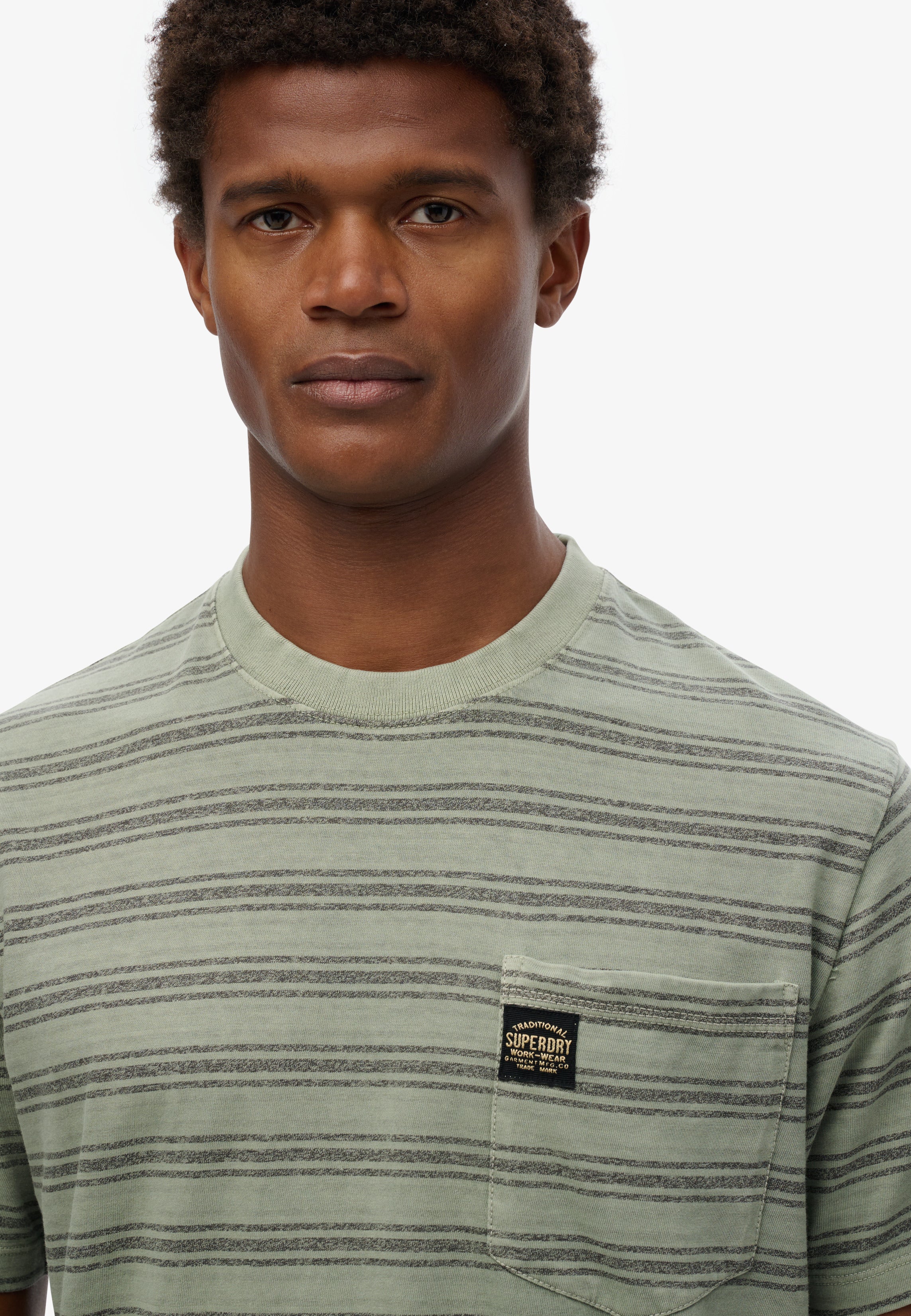 Superdry Stripe Pocket T-Shirt | Sage Green Stripe