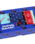 Unsimply Stitched Three Pack of Socks | Christmas Dogs
