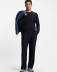 BOSS Imberto Basketweave Cotton Knit | Dark Navy