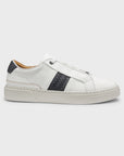 BOSS Gary Woven Detail Leather Sneaker | White-Navy Weave