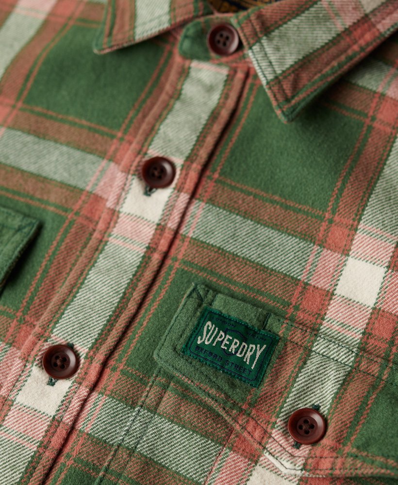 Superdry Cotton Worker Check Shirt | Work Check Green