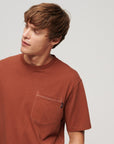 Superdry Contrast Stitch Pocket T-Shirt | Smoked Cinnamon Orange