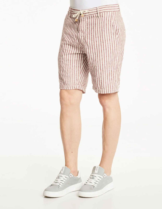 Gaudi Striped Linen Shorts | Red