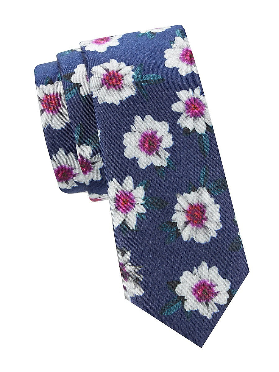 Ted Baker Silk Tie | 7cm Purple Flowers