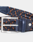 Robert Charles Woven Elastic Leather Belt | 1068 Navy Tan