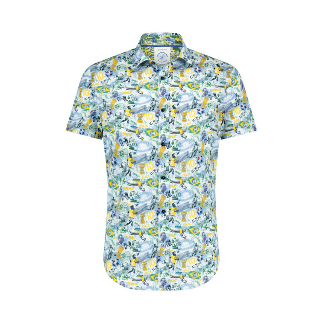 A Fish Named Fred Football Brazil Style Short Sleeve Shirt | Yellow