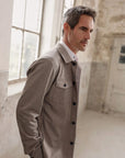 R2 Amsterdam Textured Knit Stretch Overshirt | Taupe