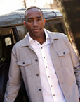 R2 Amsterdam Textured Knit Stretch Overshirt | Taupe