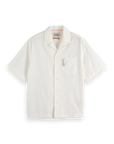 Scotch & Soda Squiggle Embroidered Short Sleeve Shirt | White