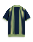 Scotch & Soda Retro Stripe Knit Polo | Pistachio/Navy