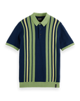Scotch & Soda Retro Stripe Knit Polo | Pistachio/Navy