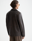 Scotch & Soda Donny Leather Blazer | Cocoa