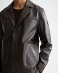 Scotch & Soda Donny Leather Blazer | Cocoa