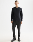 Scotch & Soda Henley Long Sleeve T-Shirt | Slub Charcoal