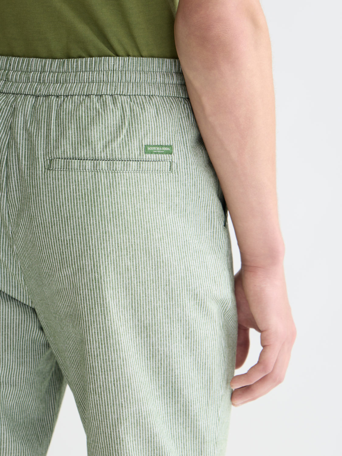 Scotch &amp; Soda Warren Cotton/Linen Pant | Garden Green Stripe