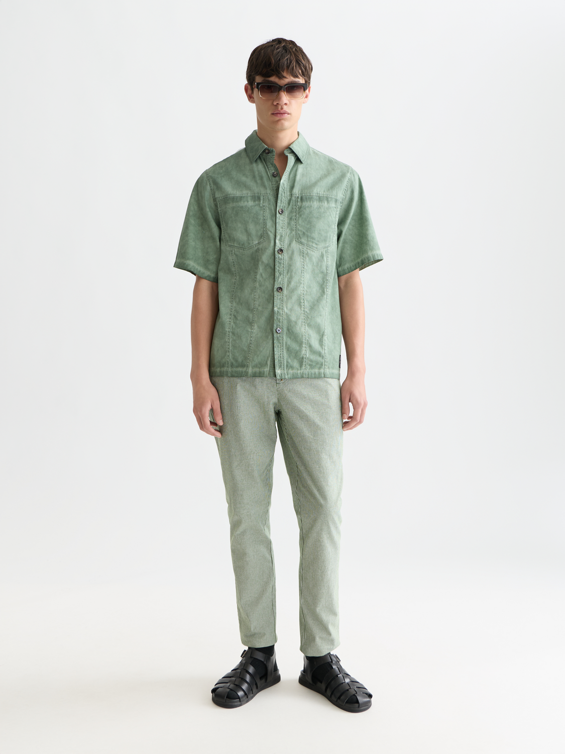 Scotch &amp; Soda Warren Cotton/Linen Pant | Garden Green Stripe