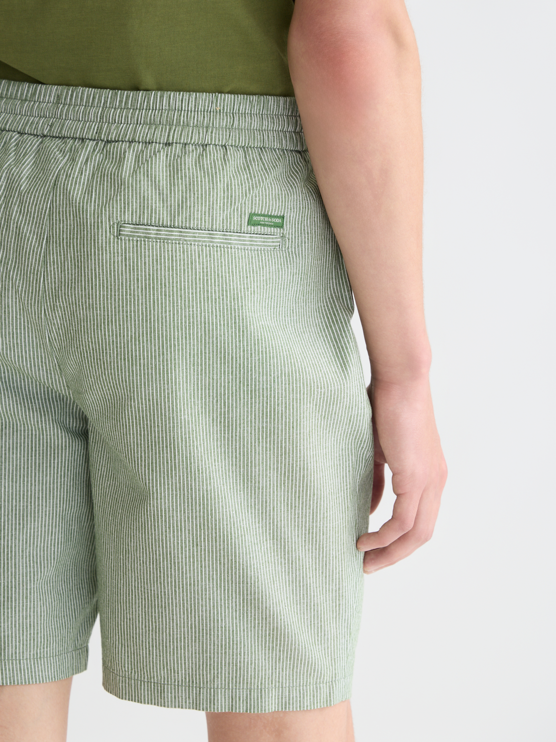 Scotch &amp; Soda Cotton Linen Short | Garden Green Stripe