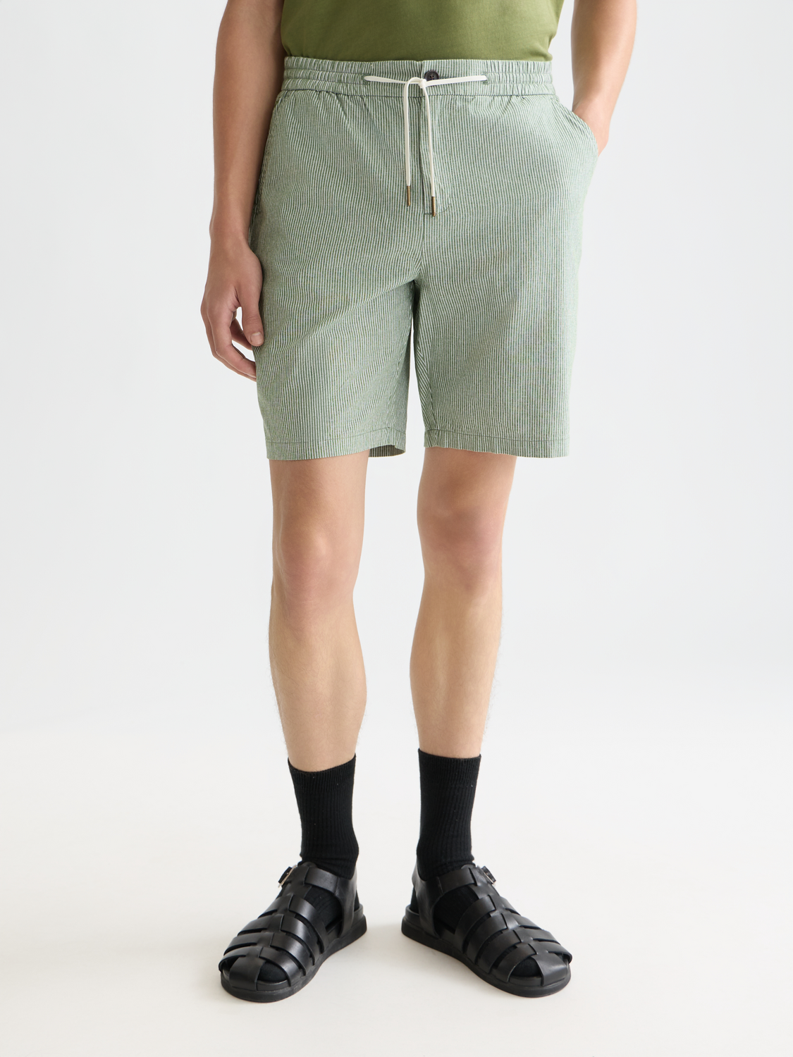 Scotch &amp; Soda Cotton Linen Short | Garden Green Stripe