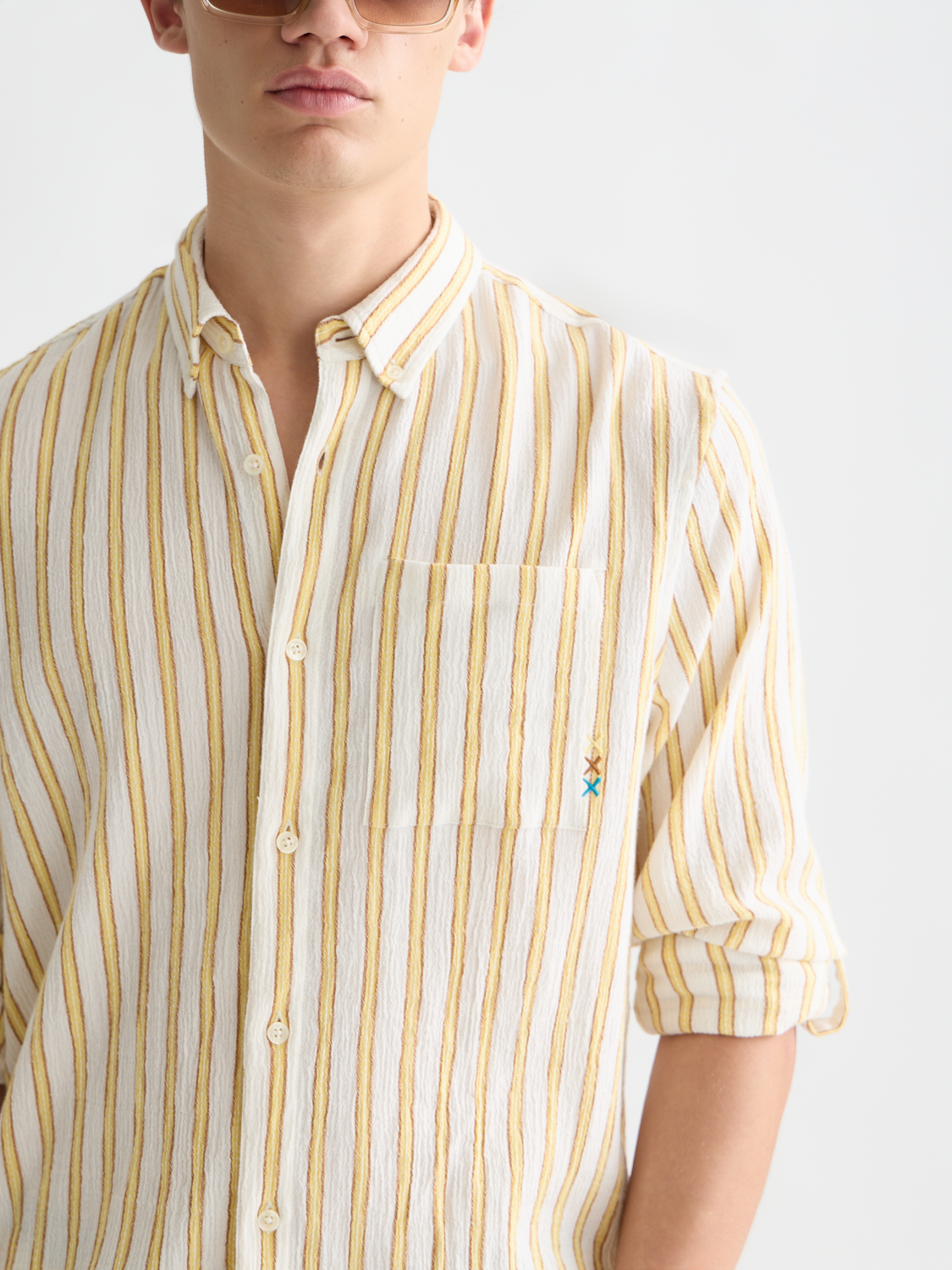 Scotch &amp; Soda Crinkle Stripe Shirt | Raffia