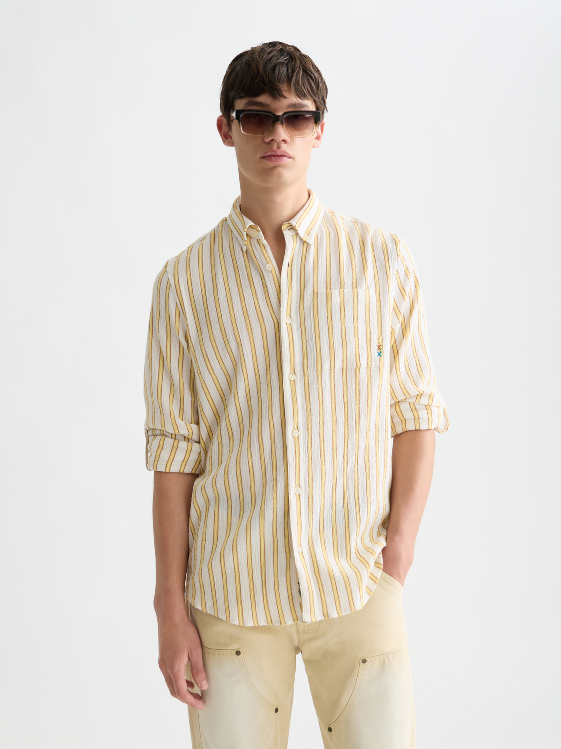 Scotch &amp; Soda Crinkle Stripe Shirt | Raffia