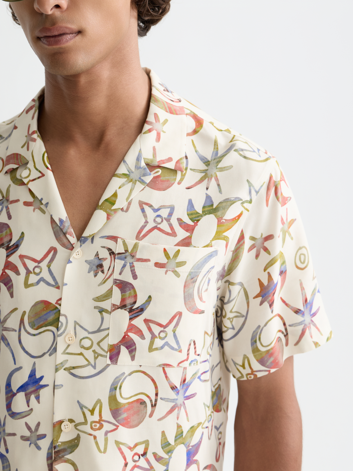 Scotch &amp; Soda Cosmic Sky Short Sleeve Shirt | Eggnog