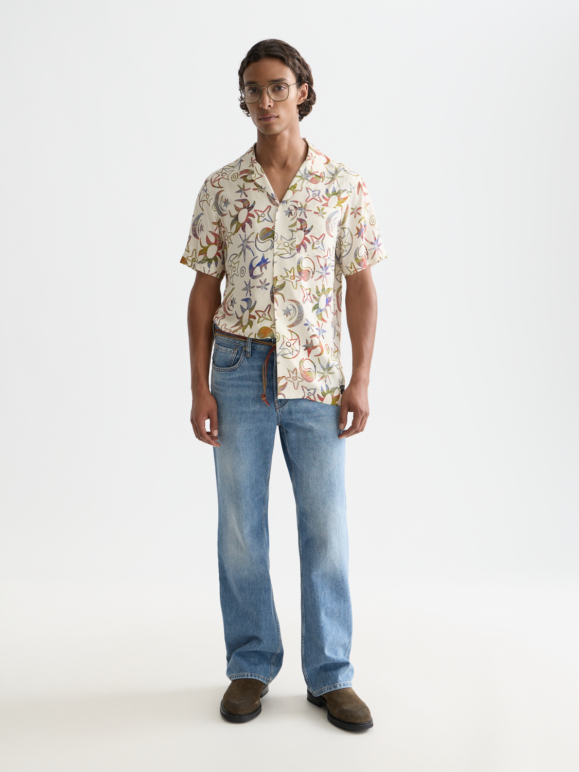 Scotch &amp; Soda Cosmic Sky Short Sleeve Shirt | Eggnog