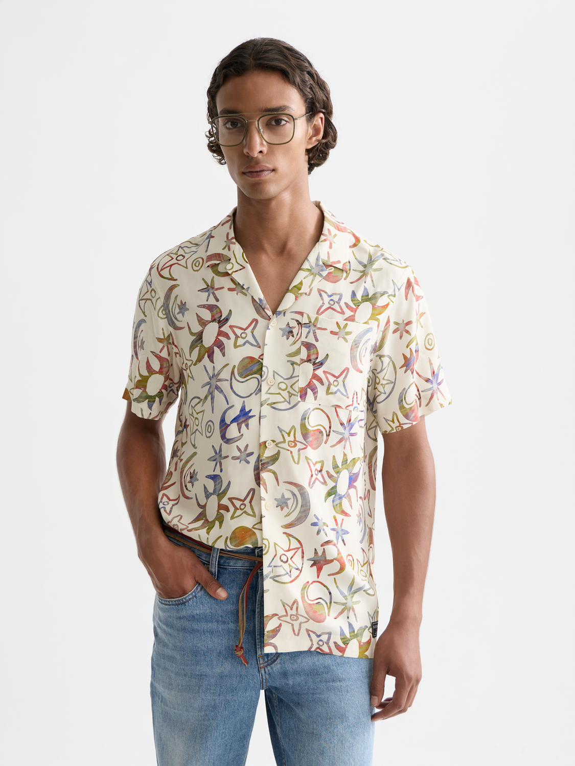 Scotch &amp; Soda Cosmic Sky Short Sleeve Shirt | Eggnog