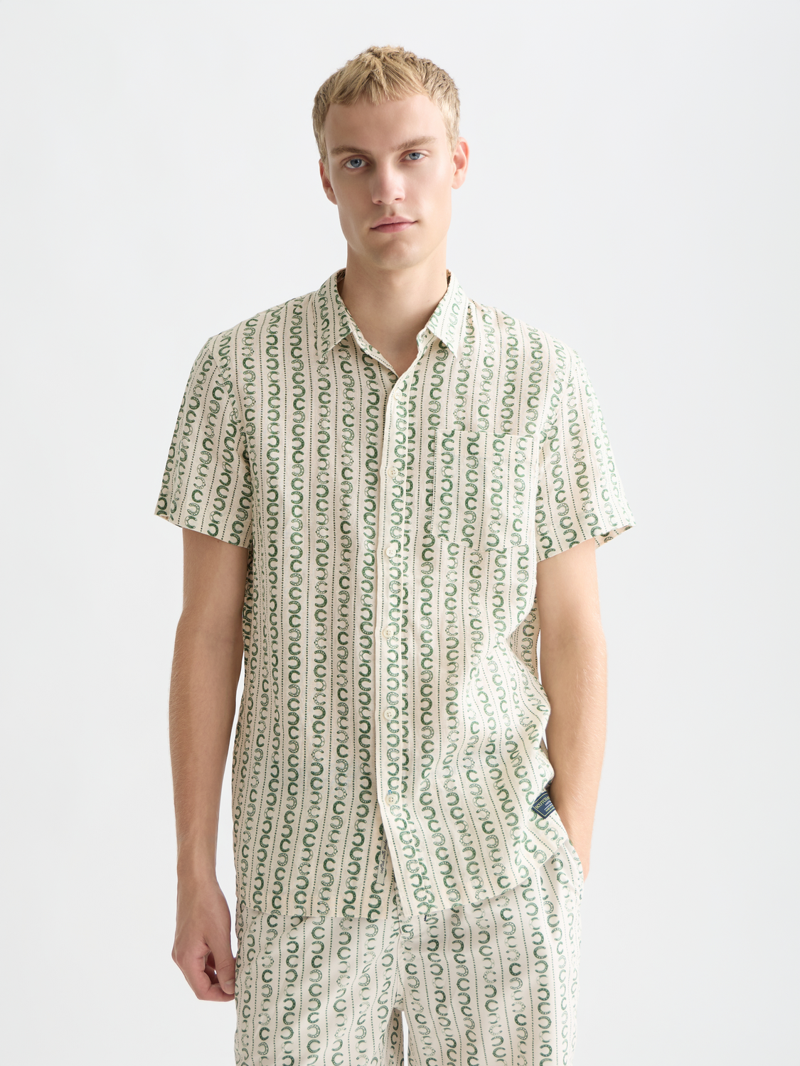 Scotch &amp; Soda Linen Short Sleeve Shirt | Horseshoe Stripe