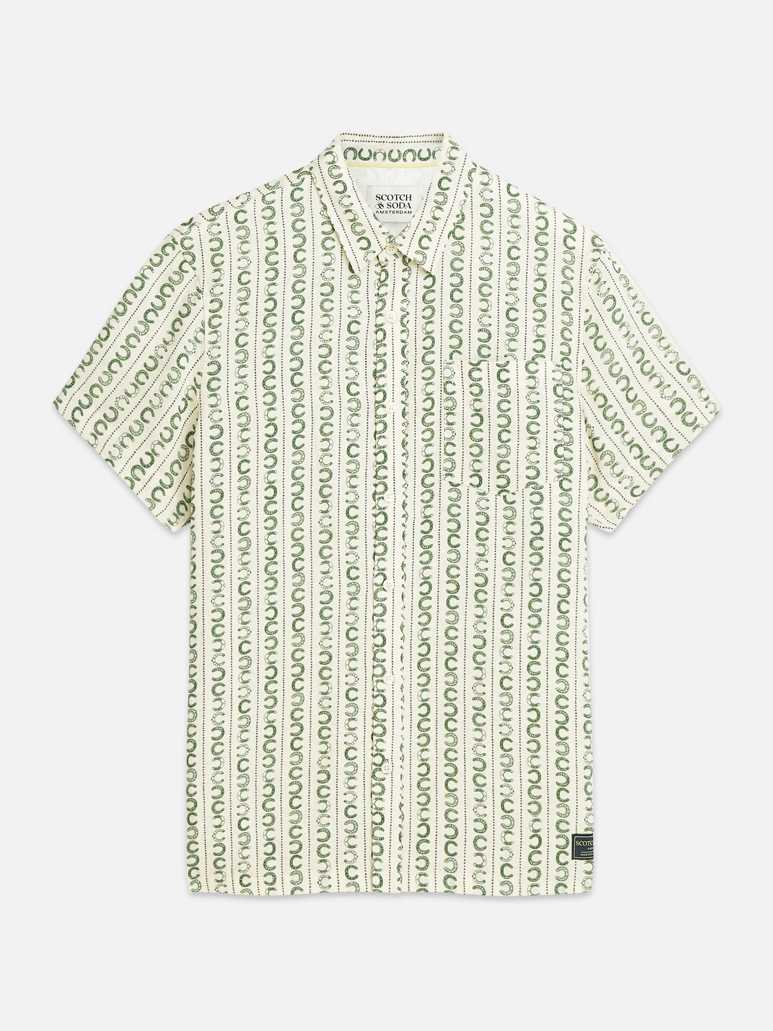 Scotch &amp; Soda Linen Short Sleeve Shirt | Horseshoe Stripe