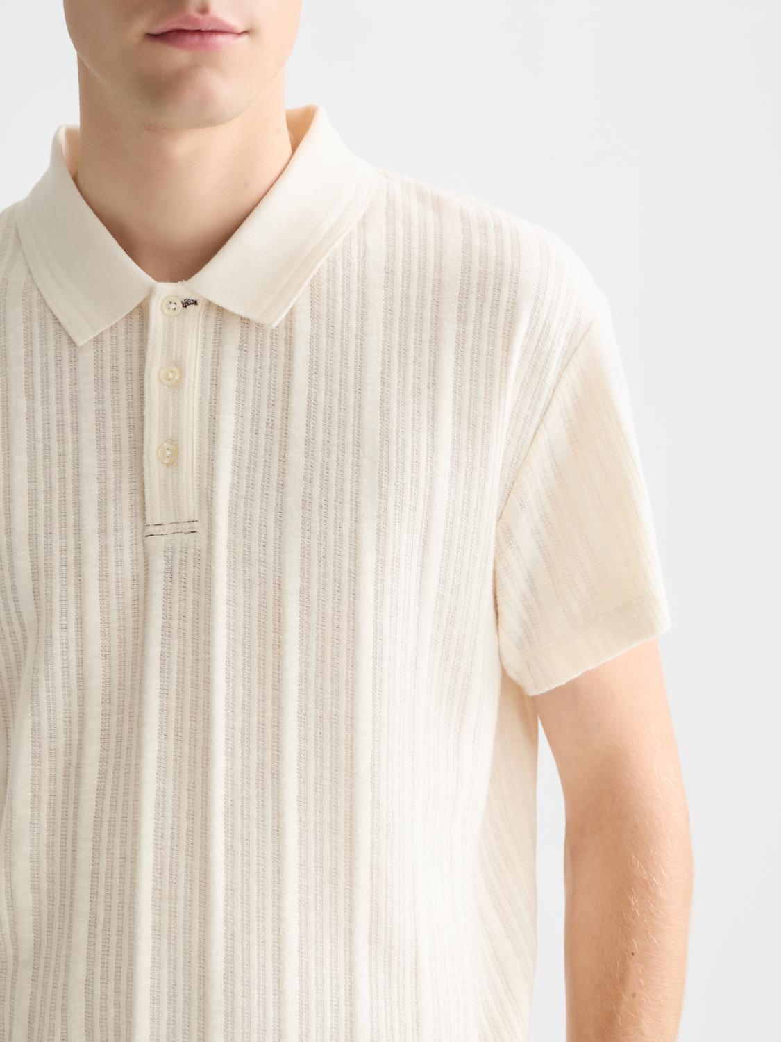 Scotch &amp; Soda Knit Ribbed Polo Shirt | Eggnog