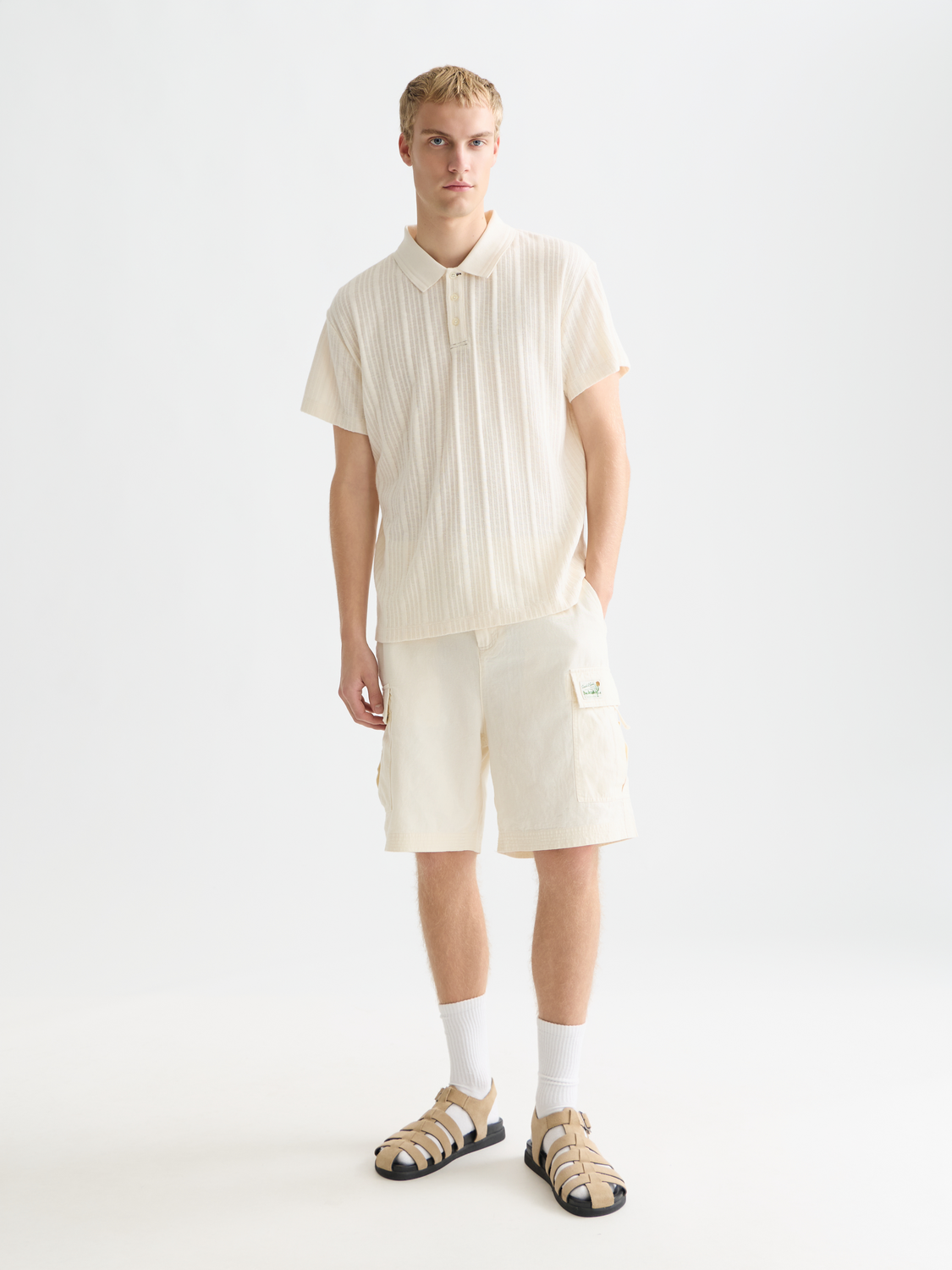 Scotch &amp; Soda Knit Ribbed Polo Shirt | Eggnog