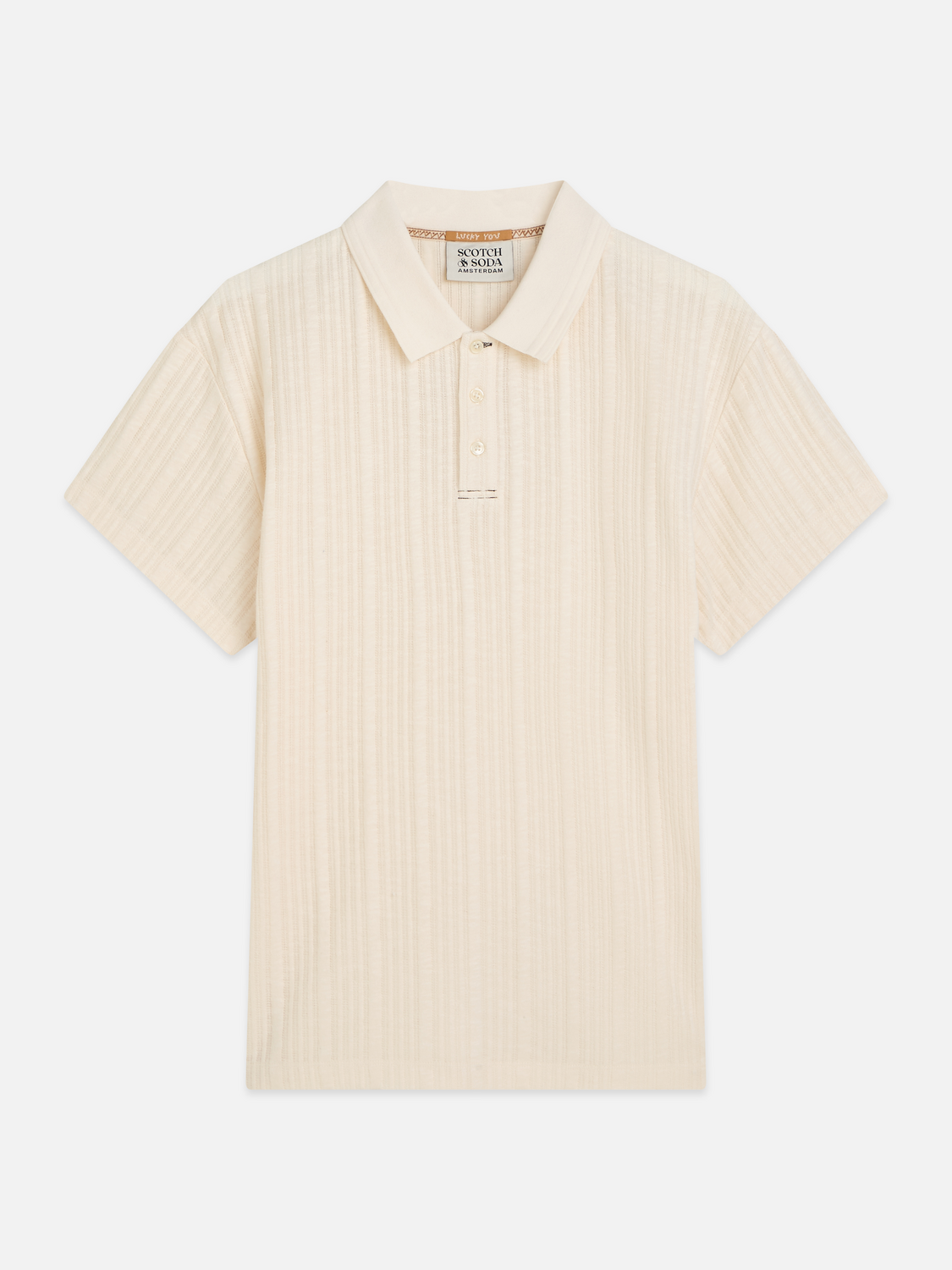 Scotch &amp; Soda Knit Ribbed Polo Shirt | Eggnog