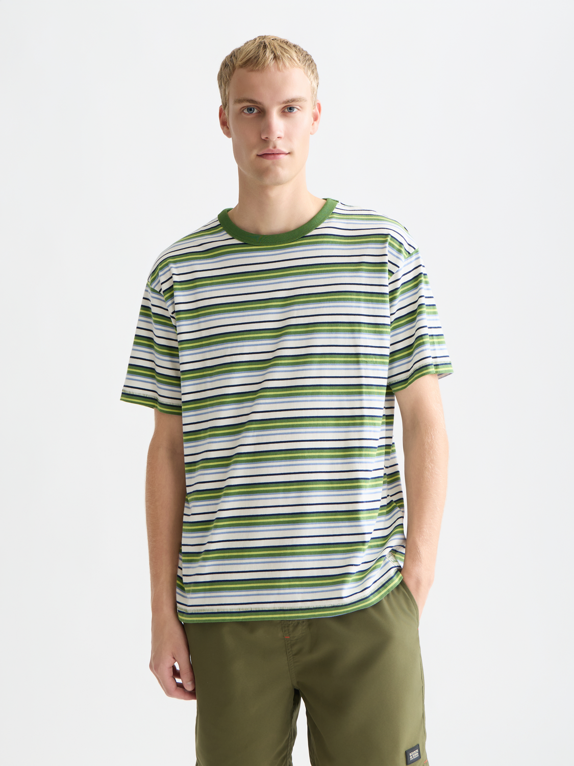 Scotch &amp; Soda Yarn Dye Stripe T-Shirt | Garden Green