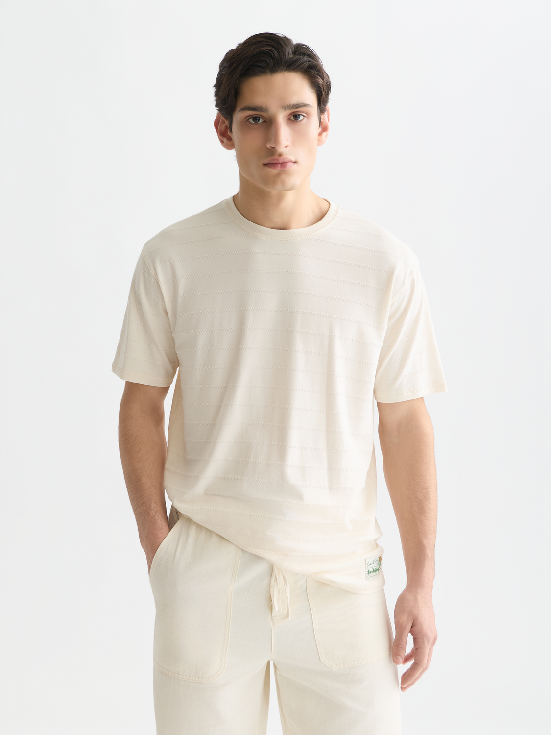 Scotch &amp; Soda Jacquard Relaxed T-Shirt | Eggnog