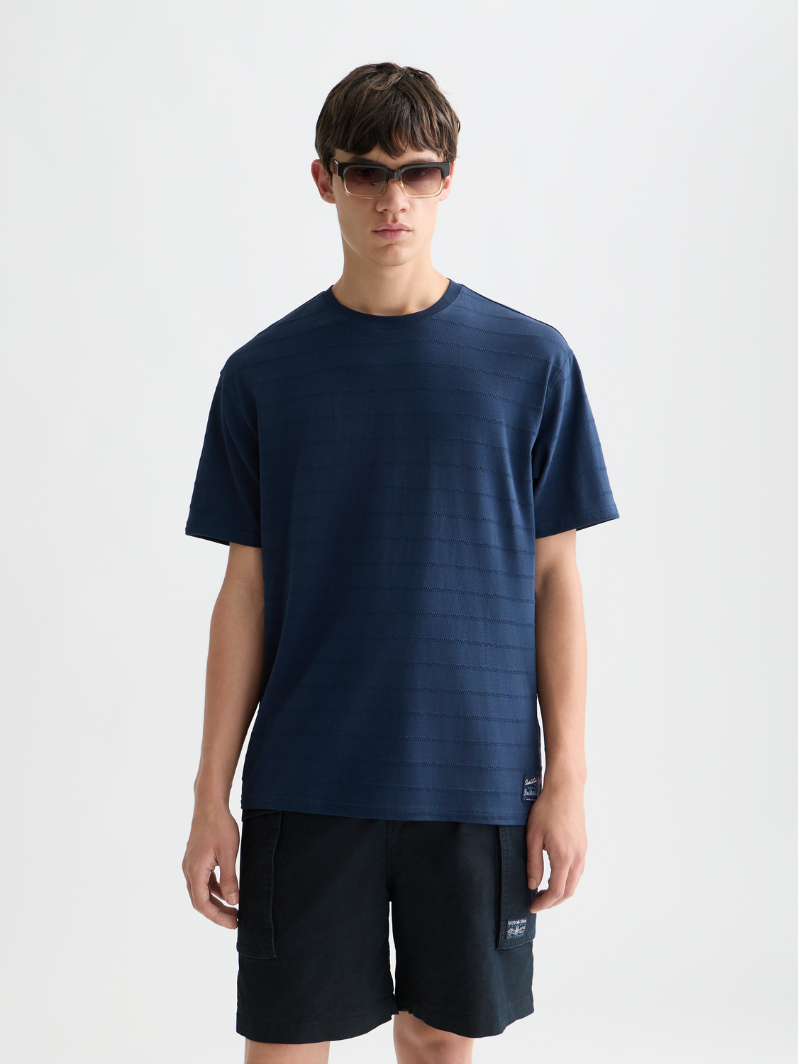 Scotch &amp; Soda Jacquard Relaxed T-Shirt | Pageant Blue
