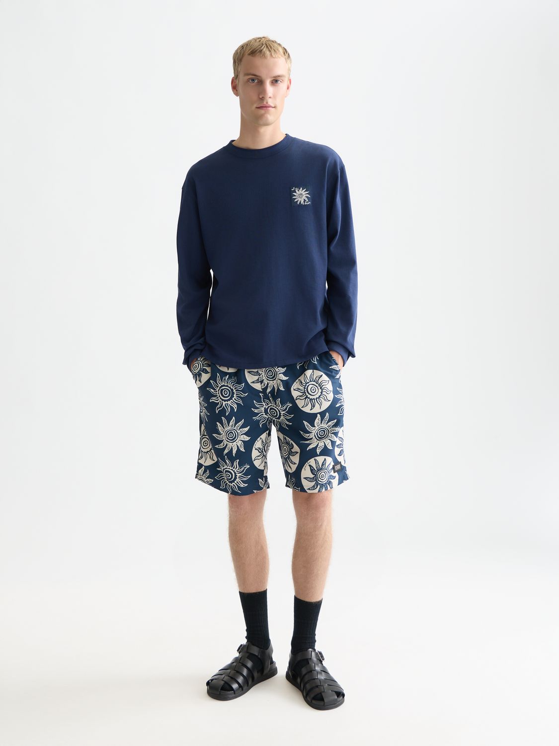 Scotch &amp; Soda Cosmic Sun Long Sleeve T-Shirt | Pageant Blue