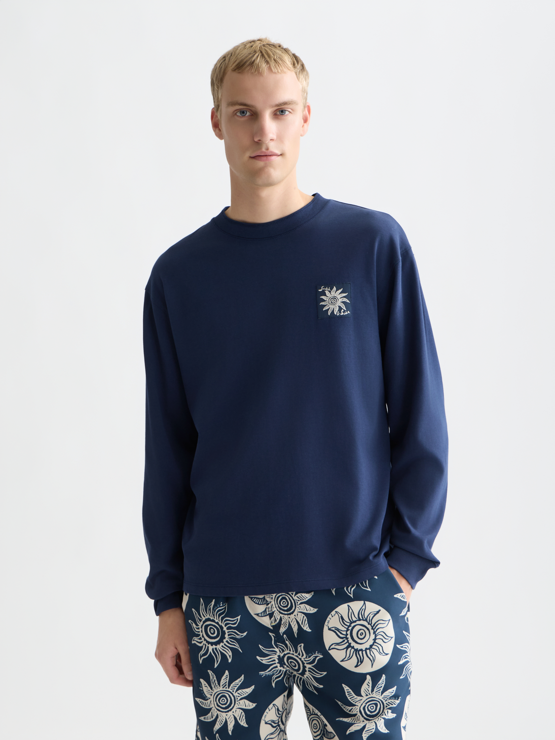 Scotch &amp; Soda Cosmic Sun Long Sleeve T-Shirt | Pageant Blue