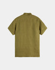 Scotch & Soda Short Sleeve Linen Shirt | Moss