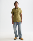 Scotch & Soda Short Sleeve Linen Shirt | Moss