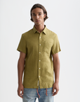 Scotch & Soda Short Sleeve Linen Shirt | Moss